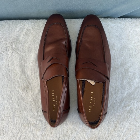 EUC Ted Baker "BENJY” Cognac Penny Loafers Size 14 Mens Leather Loafers Brown - Picture 5 of 9